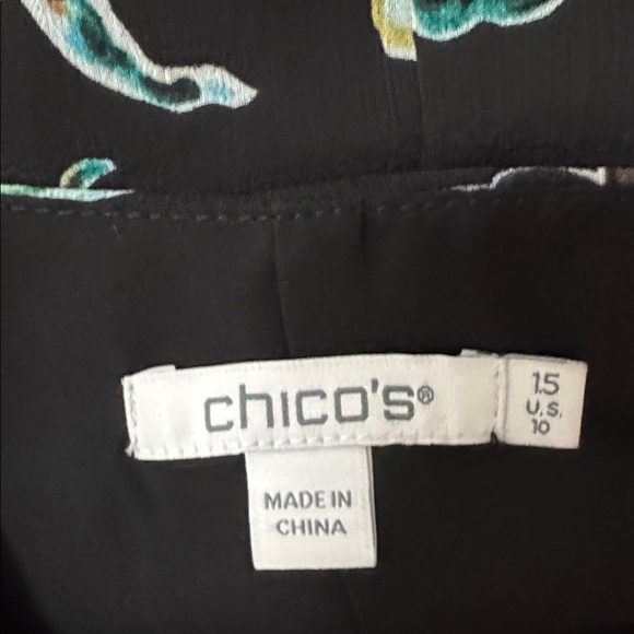 Chico’s Crepe Pleated Smoked Waistband Floral Print Midi Dress - Picture 10 of 11